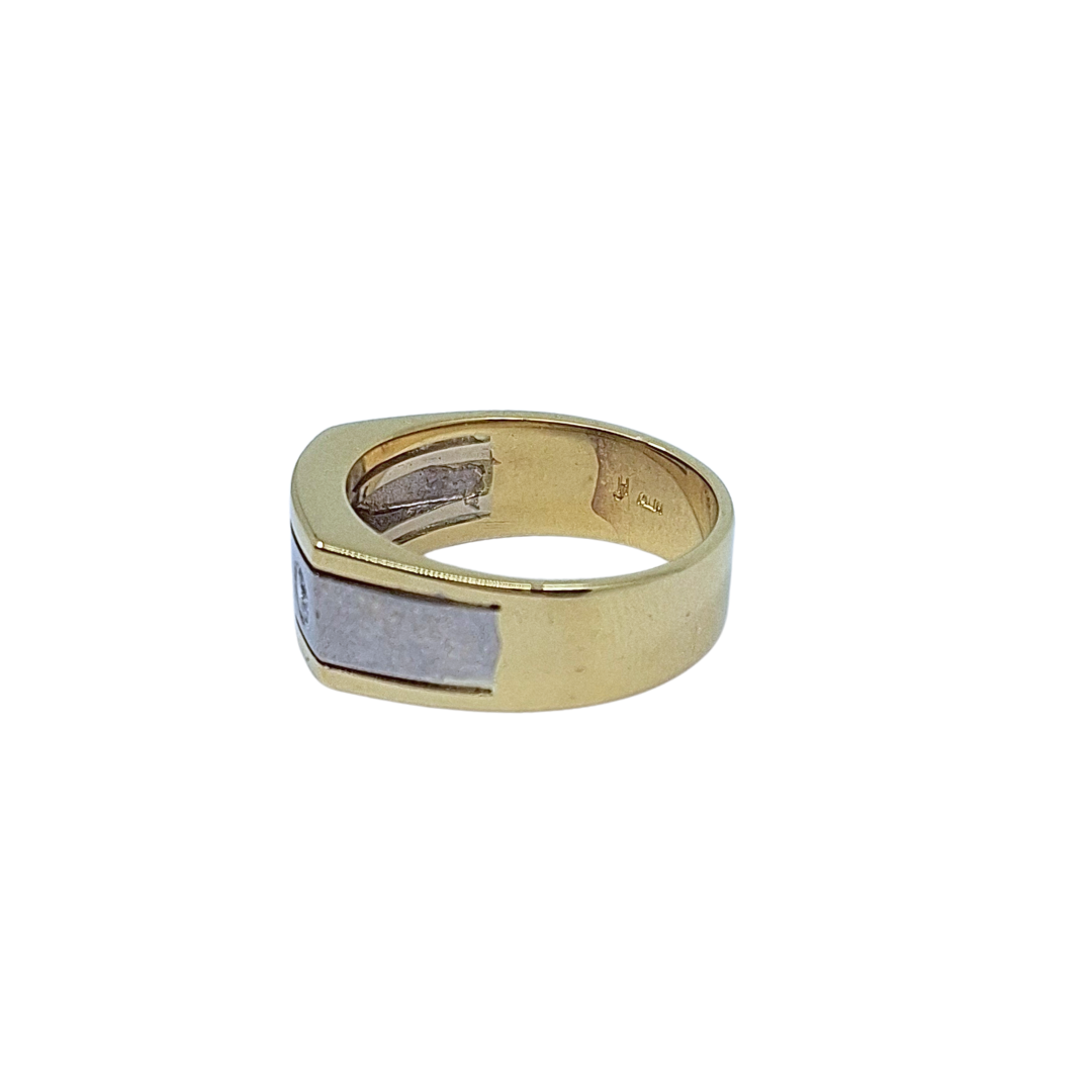18ct Yellow & White Gold Diamond Set Signet Ring