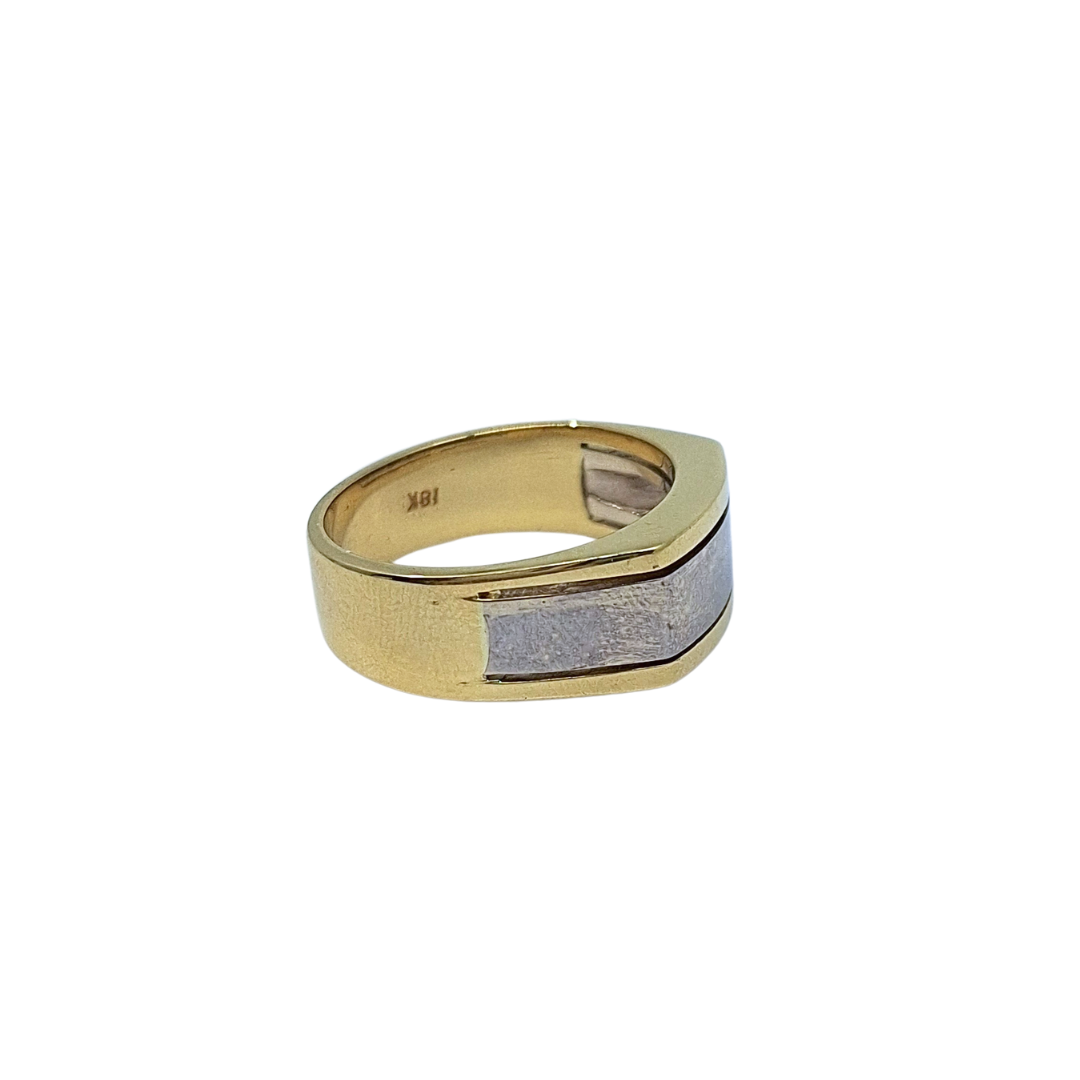 18ct Yellow & White Gold Diamond Set Signet Ring