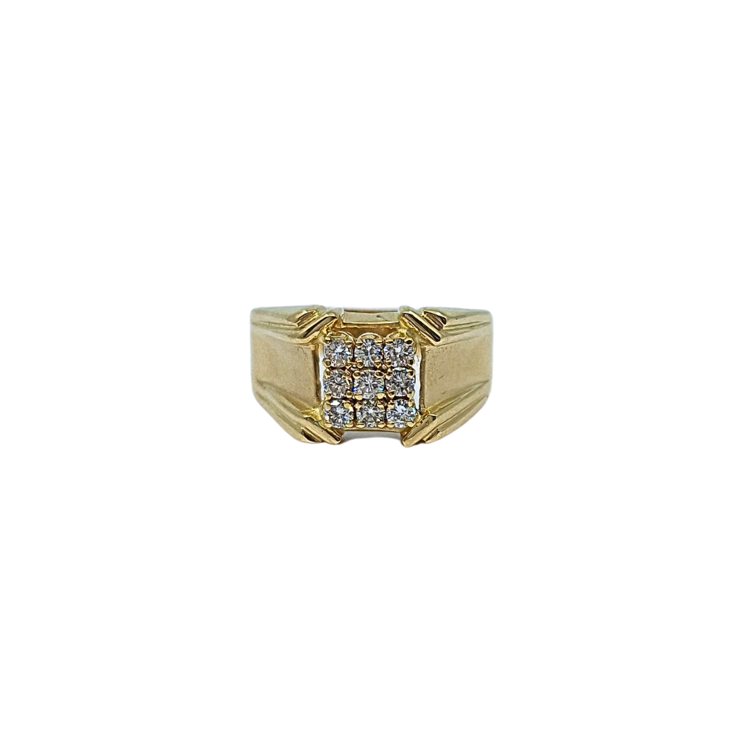 18ct Yellow Gold Diamond Set Gents Ring