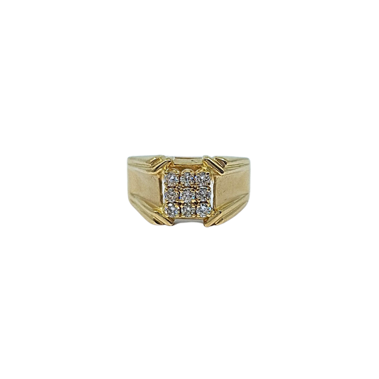 18ct Yellow Gold Diamond Set Gents Ring