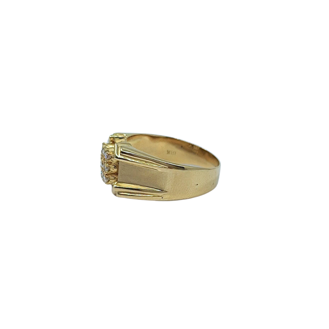 18ct Yellow Gold Diamond Set Gents Ring