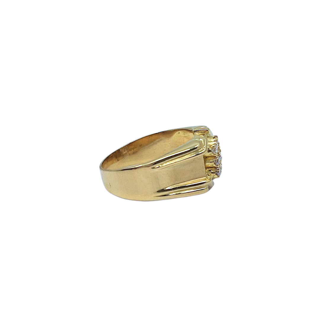18ct Yellow Gold Diamond Set Gents Ring
