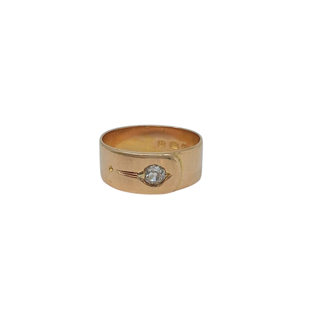 18ct Yellow Gold Diamond Set Buckle Ring