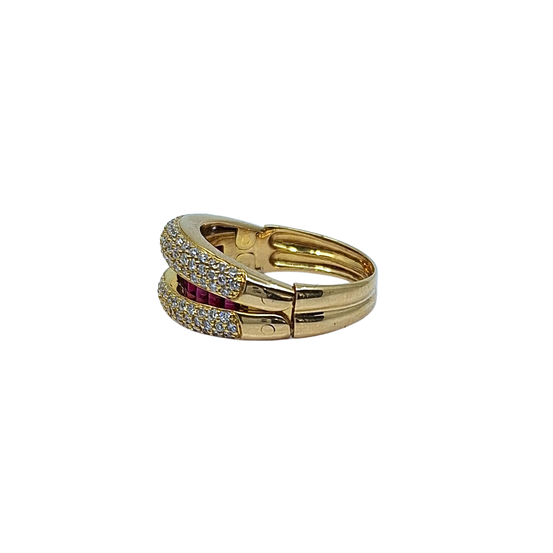 18ct Yellow Gold Ruby & Diamond Band Ring