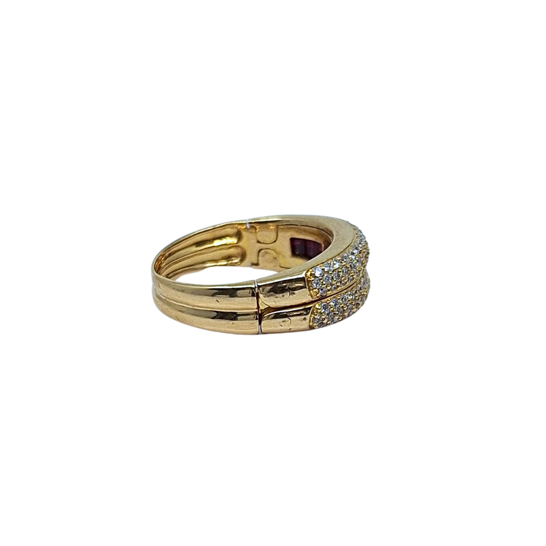 18ct Yellow Gold Ruby & Diamond Band Ring