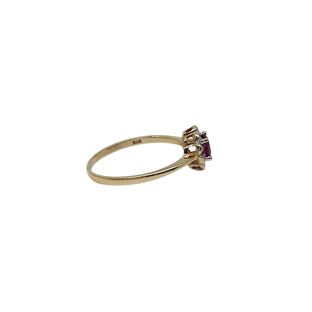 9ct Yellow Gold Ruby & Diamond Ring