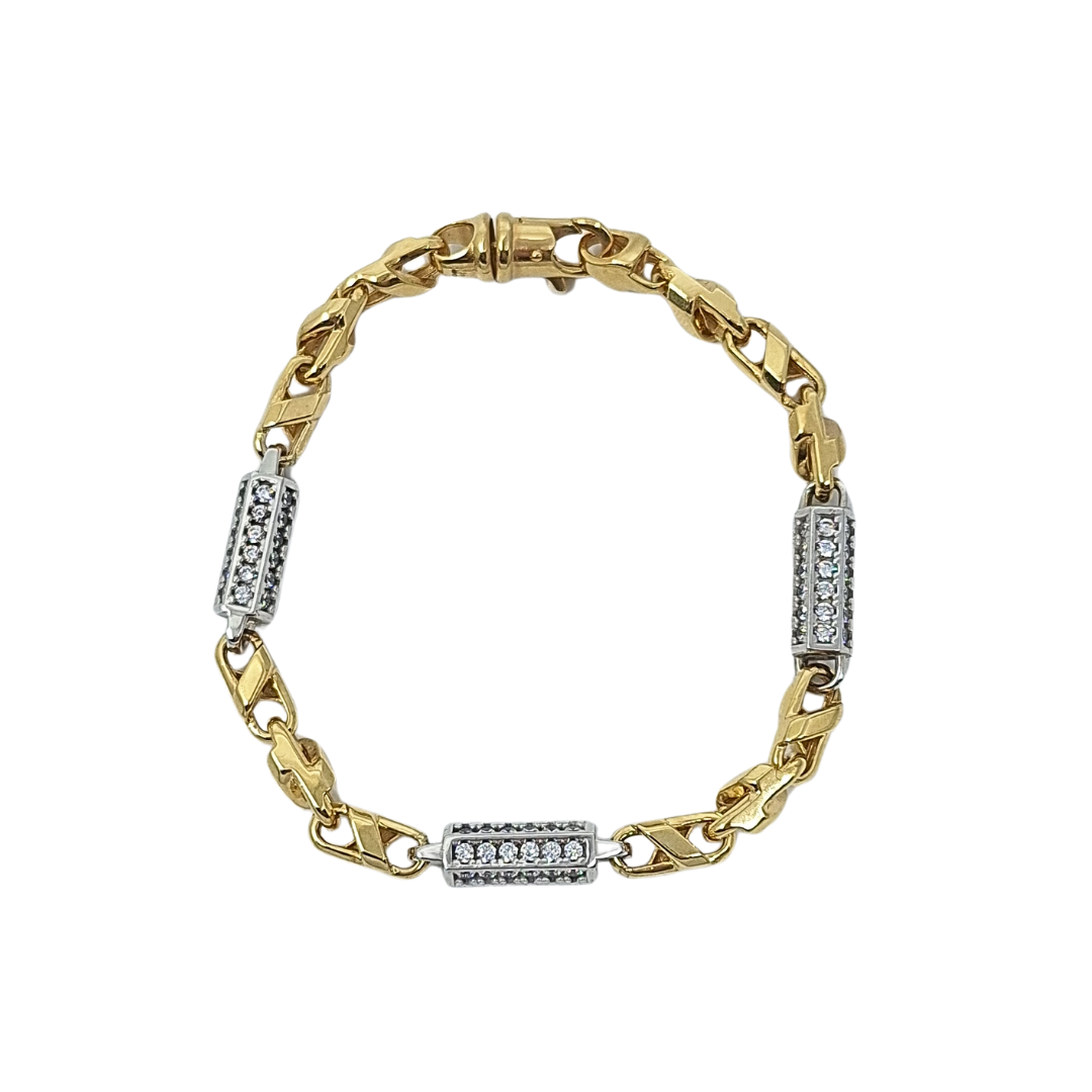 9ct Yellow Gold Marine CZ Bracelet 8"