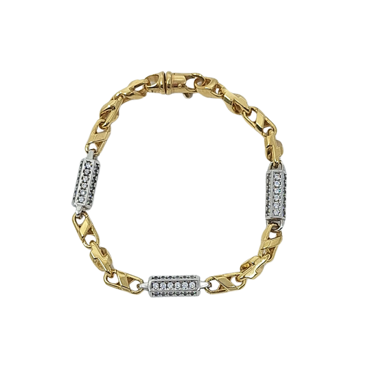 9ct Yellow Gold Marine CZ Bracelet 8"