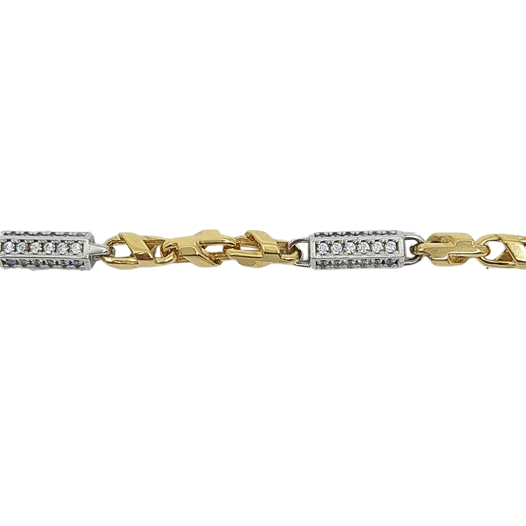 9ct Yellow Gold Marine CZ Bracelet 8"