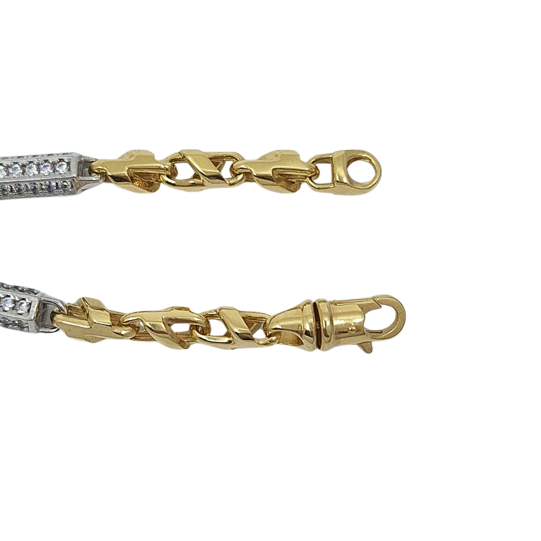 9ct Yellow Gold Marine CZ Bracelet 8"