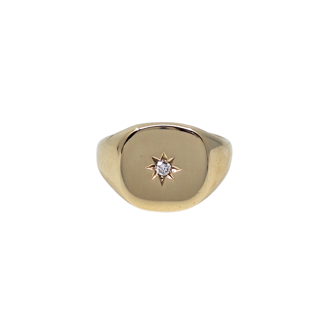 9ct Yellow Gold Diamond Set Signet Ring