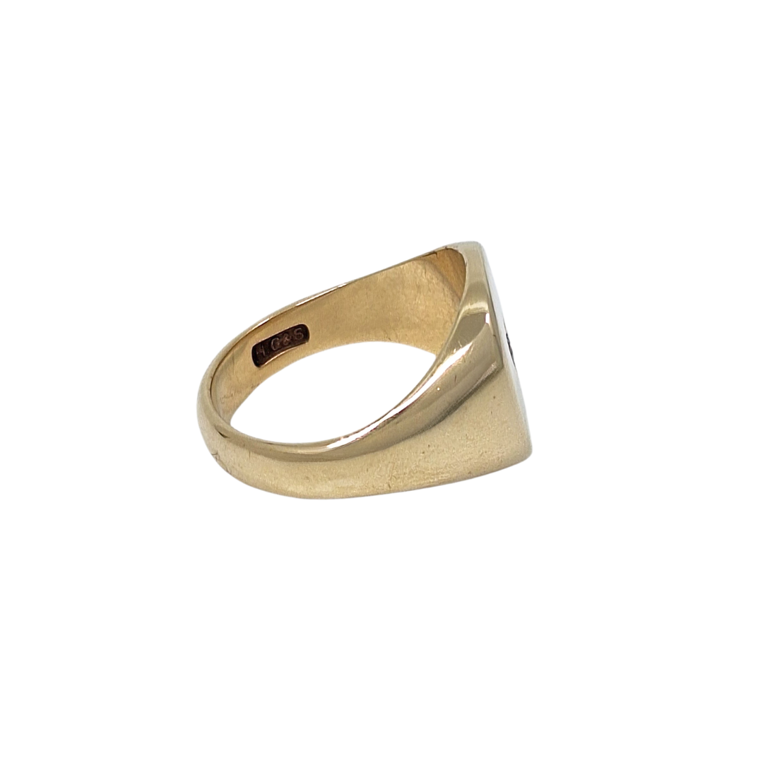 9ct Yellow Gold Diamond Set Signet Ring