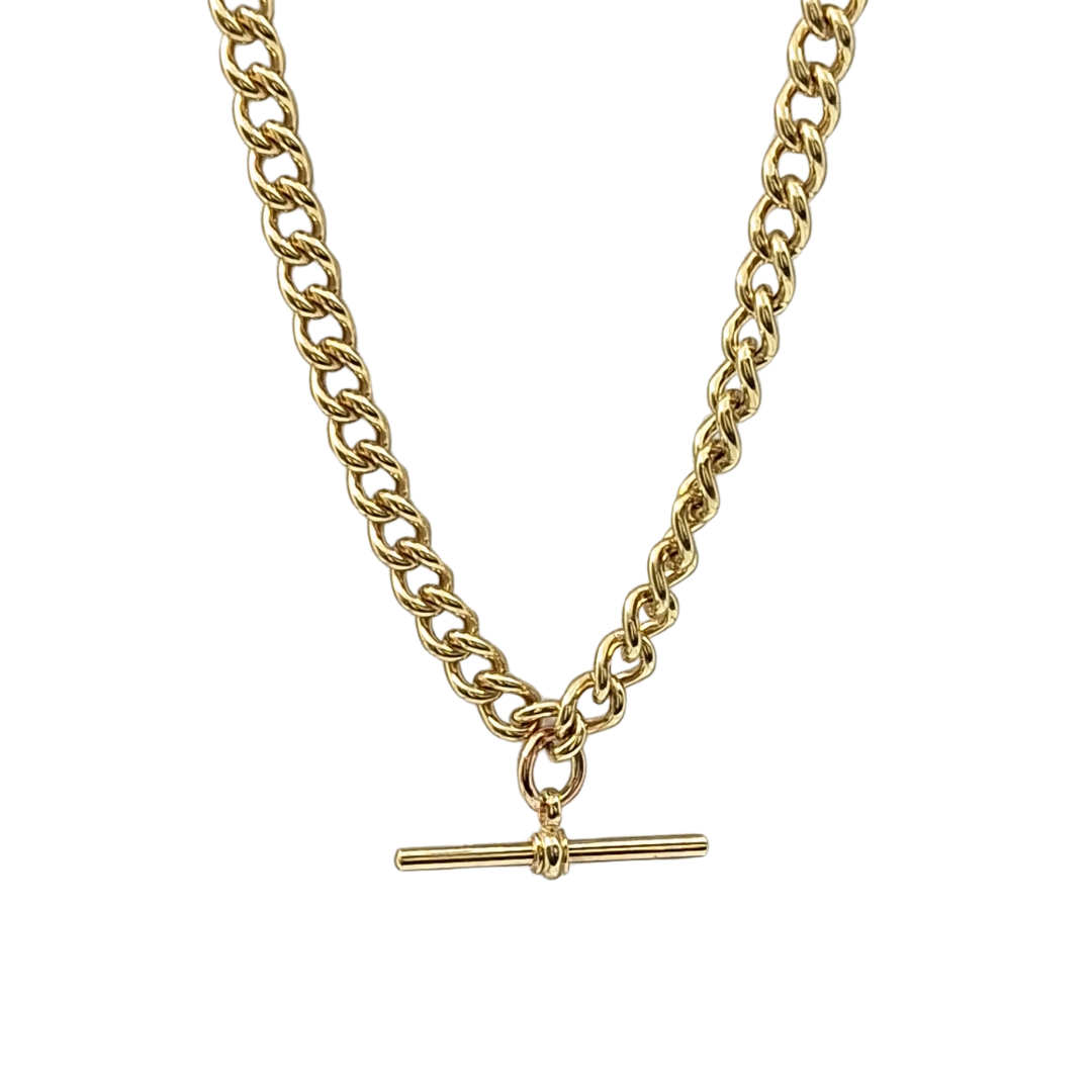 9ct Yellow Gold Albert Curb Chain 18"