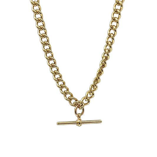 9ct Yellow Gold Albert Curb Chain 18"