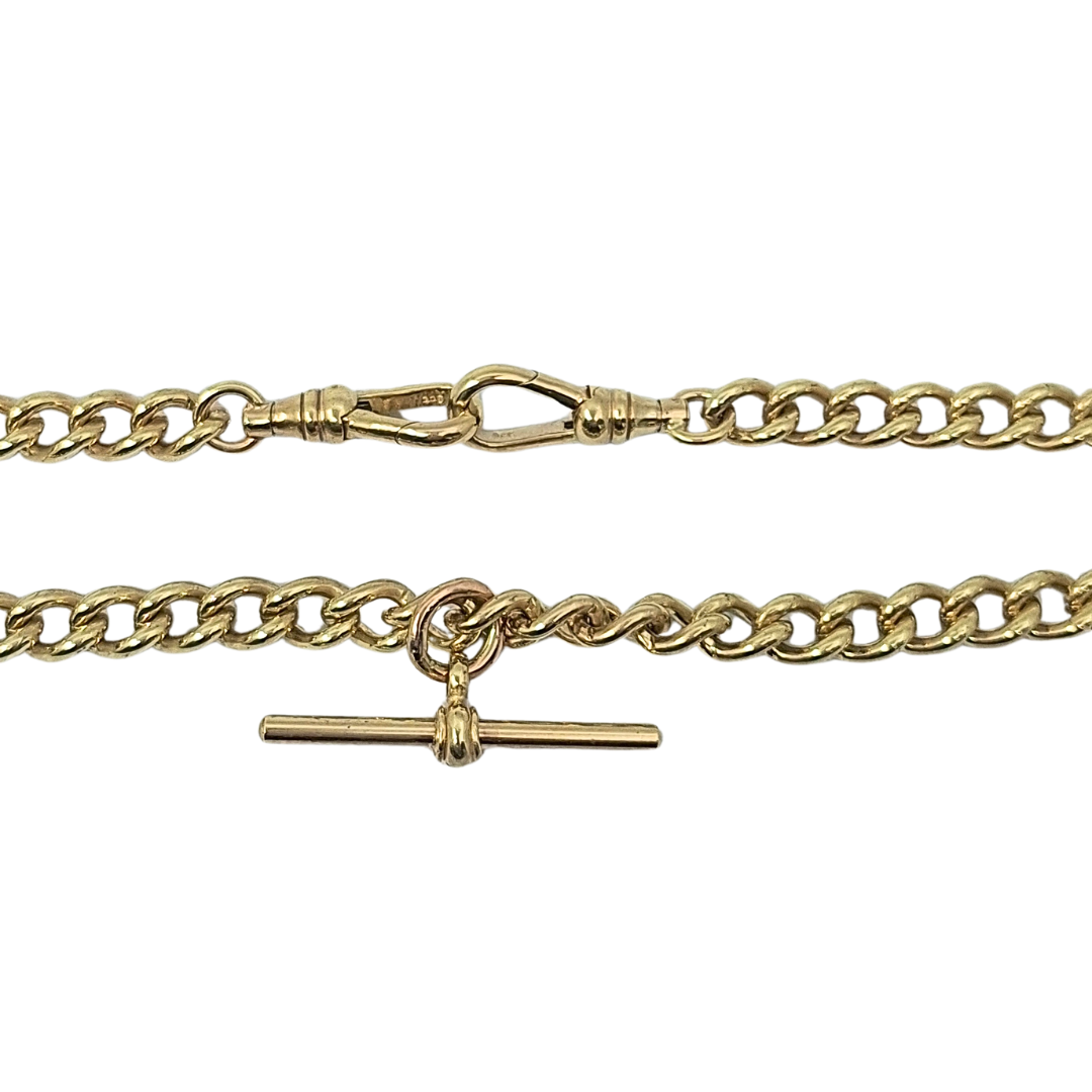 9ct Yellow Gold Albert Curb Chain 18"