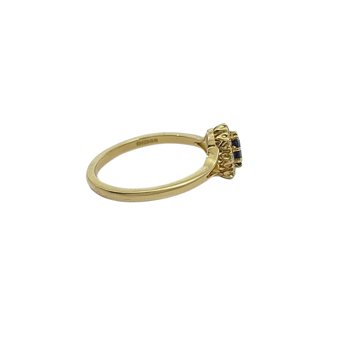 18ct Yellow Gold Sapphire & Diamond Cluster Ring