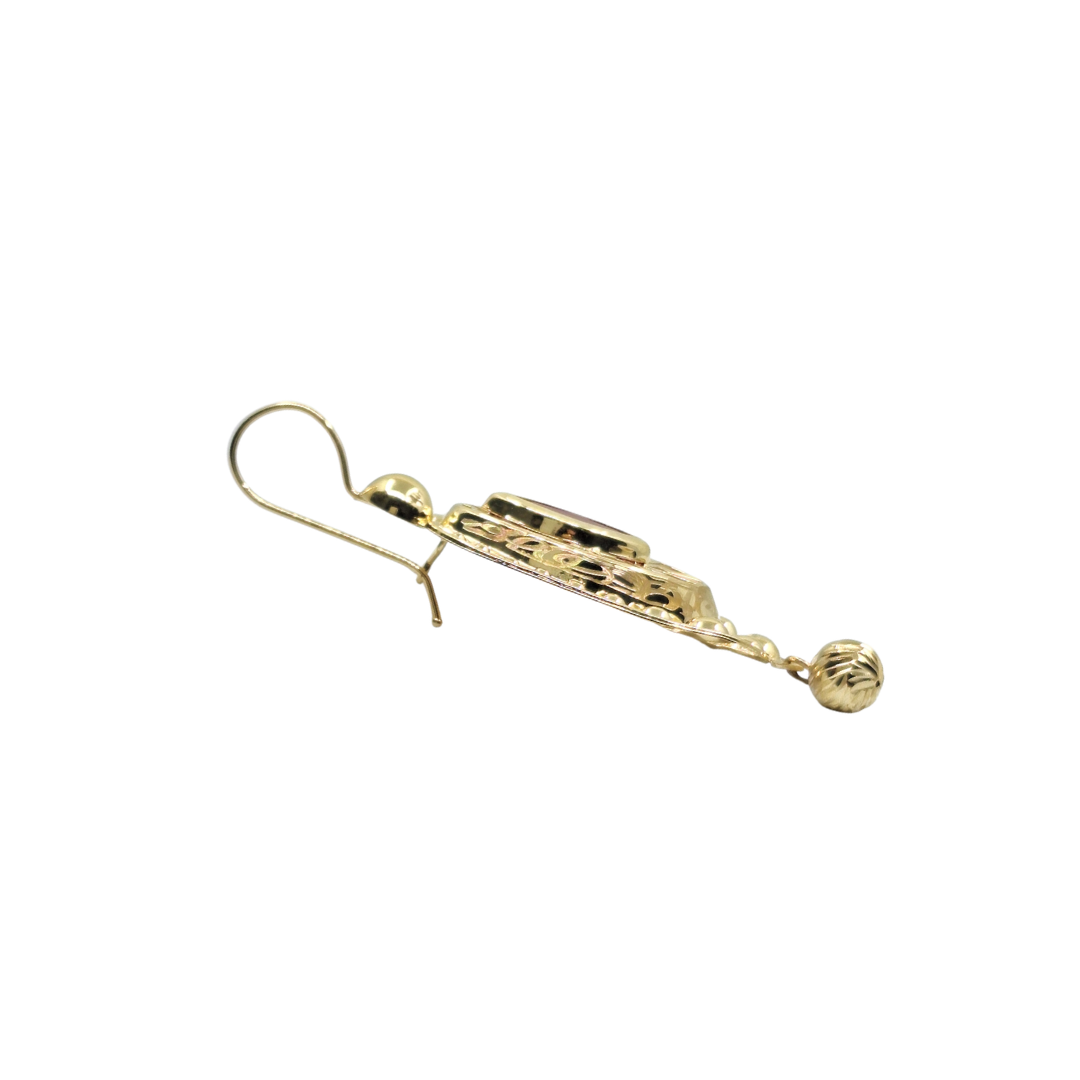 14ct Yellow Gold Red Cubic Zirconia Drop Earrings
