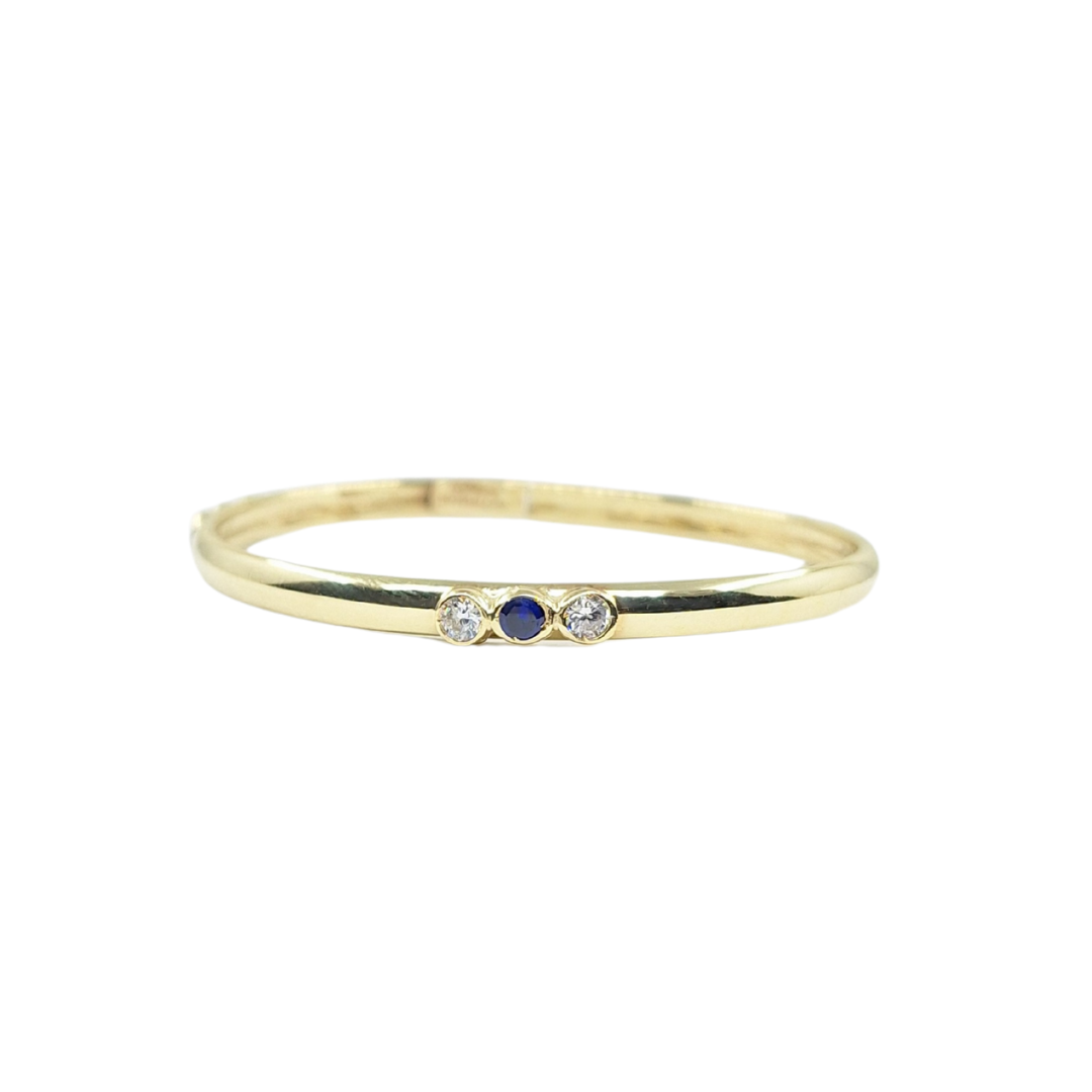 14ct Yellow Gold Blue & White Cubic Zirconia Maiden Bangle
