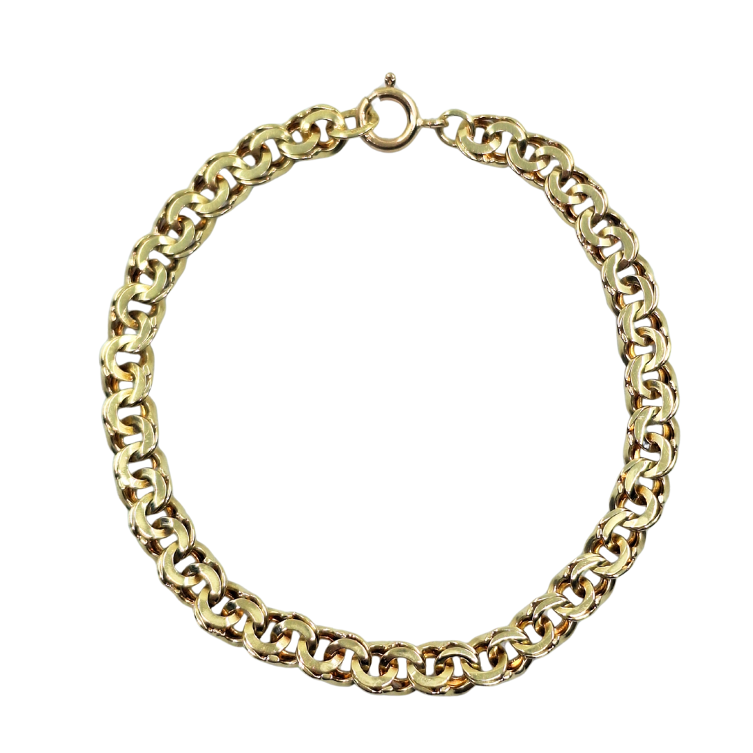 14ct Yellow Gold Fancy Link Bracelet 8"