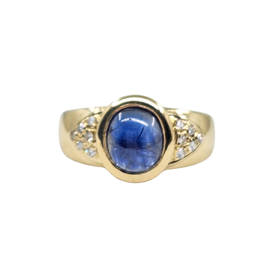 14ct Yellow Gold Sapphire & Diamond Band Ring
