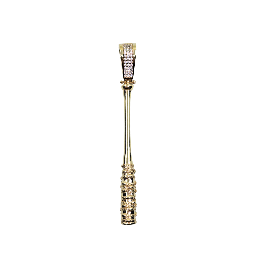 9ct Yellow Gold Cubic Zirconia Baseball Bat Pendant