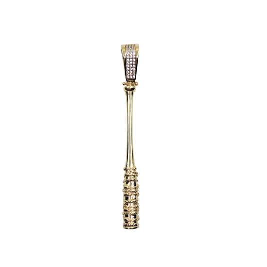 9ct Yellow Gold Cubic Zirconia Baseball Bat Pendant