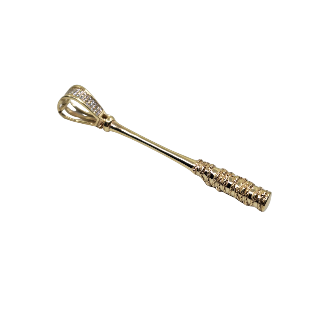 9ct Yellow Gold Cubic Zirconia Baseball Bat Pendant