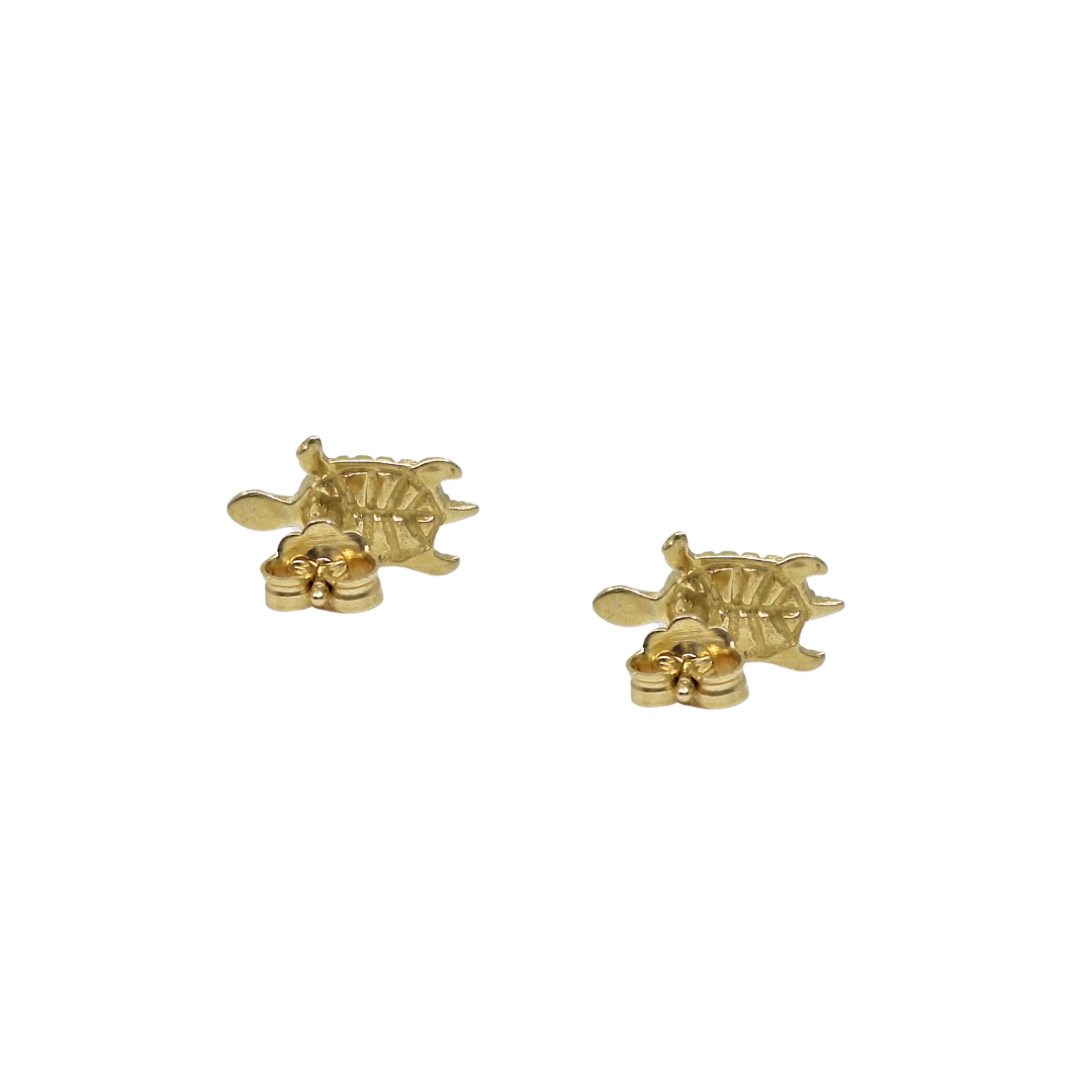 14ct Yellow Gold Turtle Stud Earrings