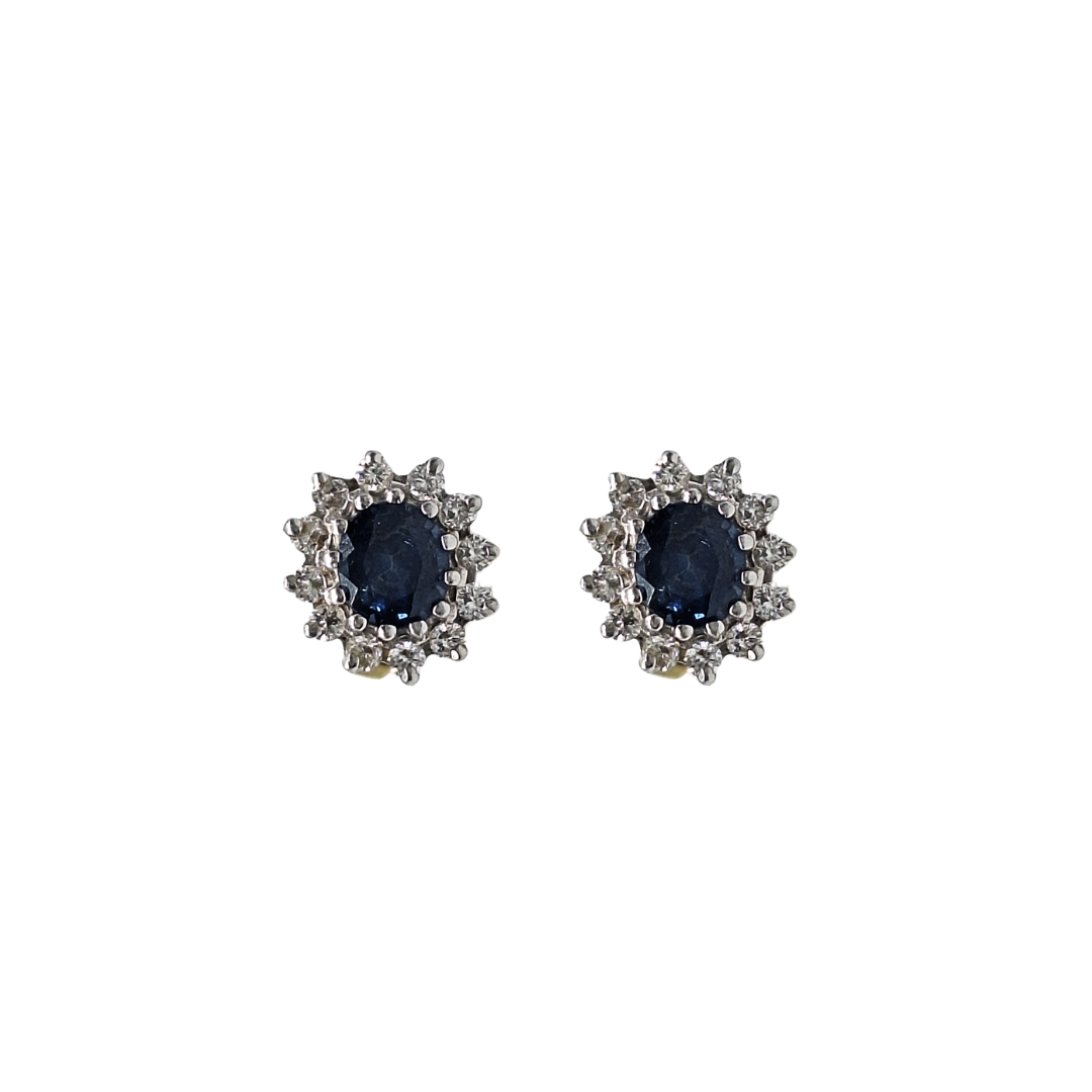 18ct Yellow and White Gold Sapphire and Diamond Stud Earrings