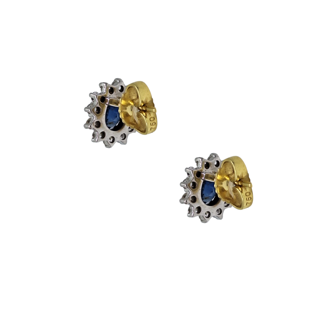 18ct Yellow and White Gold Sapphire and Diamond Stud Earrings