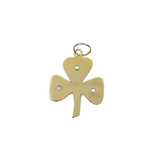 9ct Yellow Gold Diamond 3 Leaf Clover Pendant