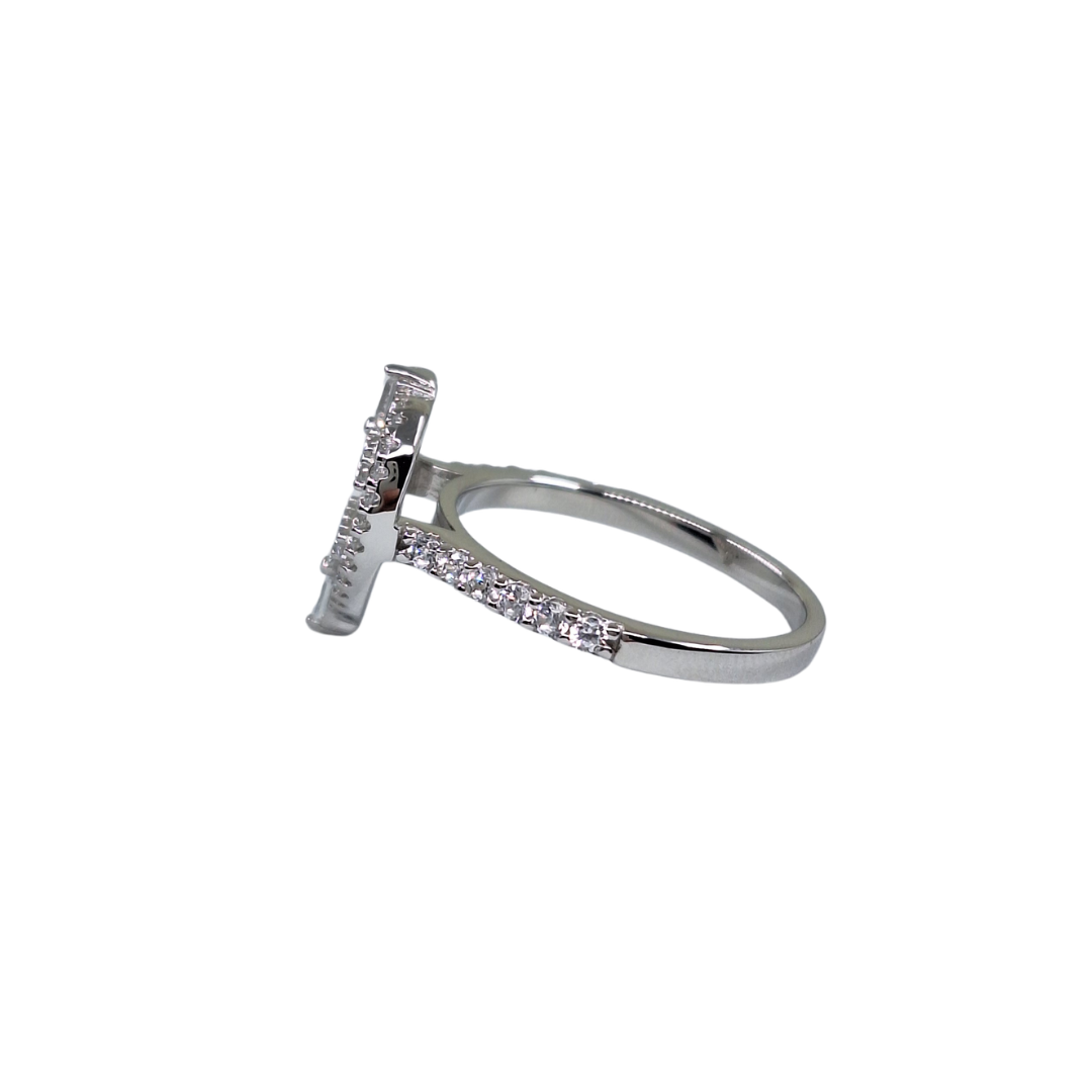 Silver Cubic Zirconia Halo Heart Ring