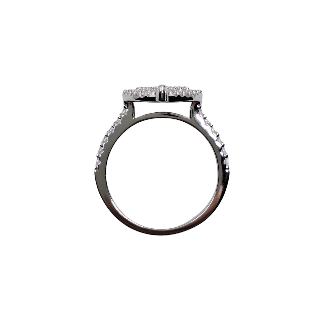 Silver Cubic Zirconia Halo Heart Ring