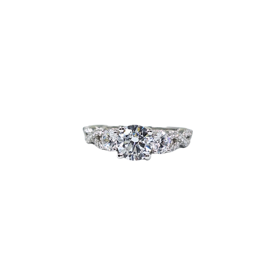 Silver Cubic Zirconia 3 Stone Ring With Infinity Sides