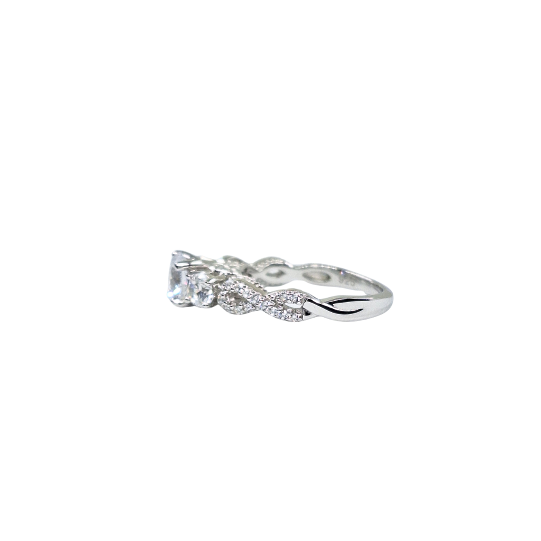 Silver Cubic Zirconia 3 Stone Ring With Infinity Sides