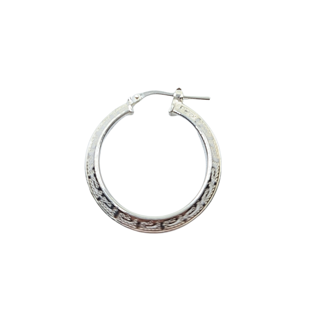 Silver 20mm Greek Key Creole Earrings