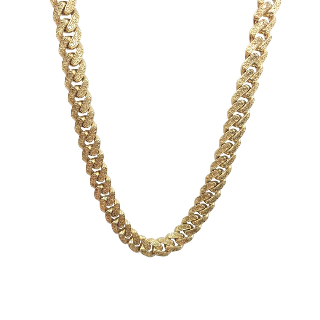 9ct Yellow Gold Patterned Semi-Solid Curb Chain 24"