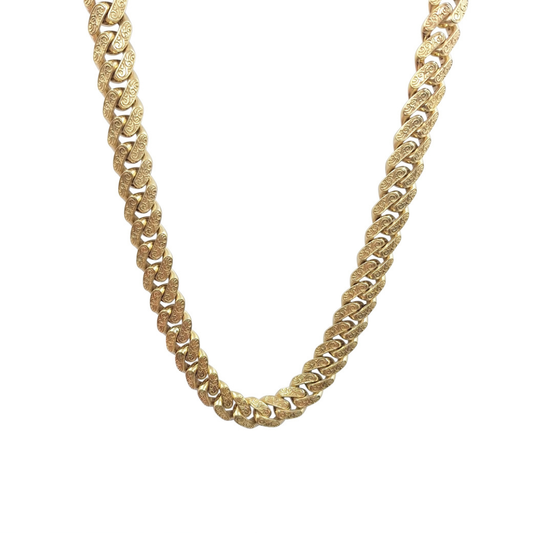 9ct Yellow Gold Patterned Semi-Solid Curb Chain 24"
