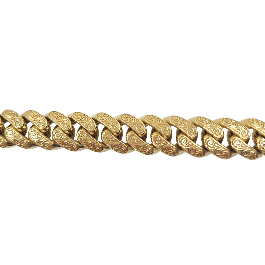 9ct Yellow Gold Patterned Semi-Solid Curb Chain 24"