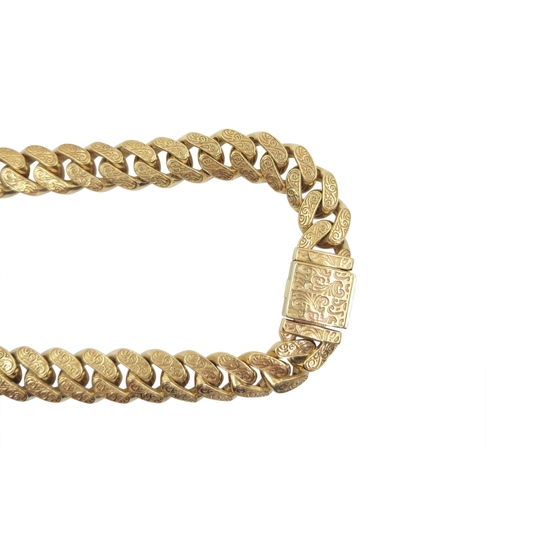 9ct Yellow Gold Patterned Semi-Solid Curb Chain 24"