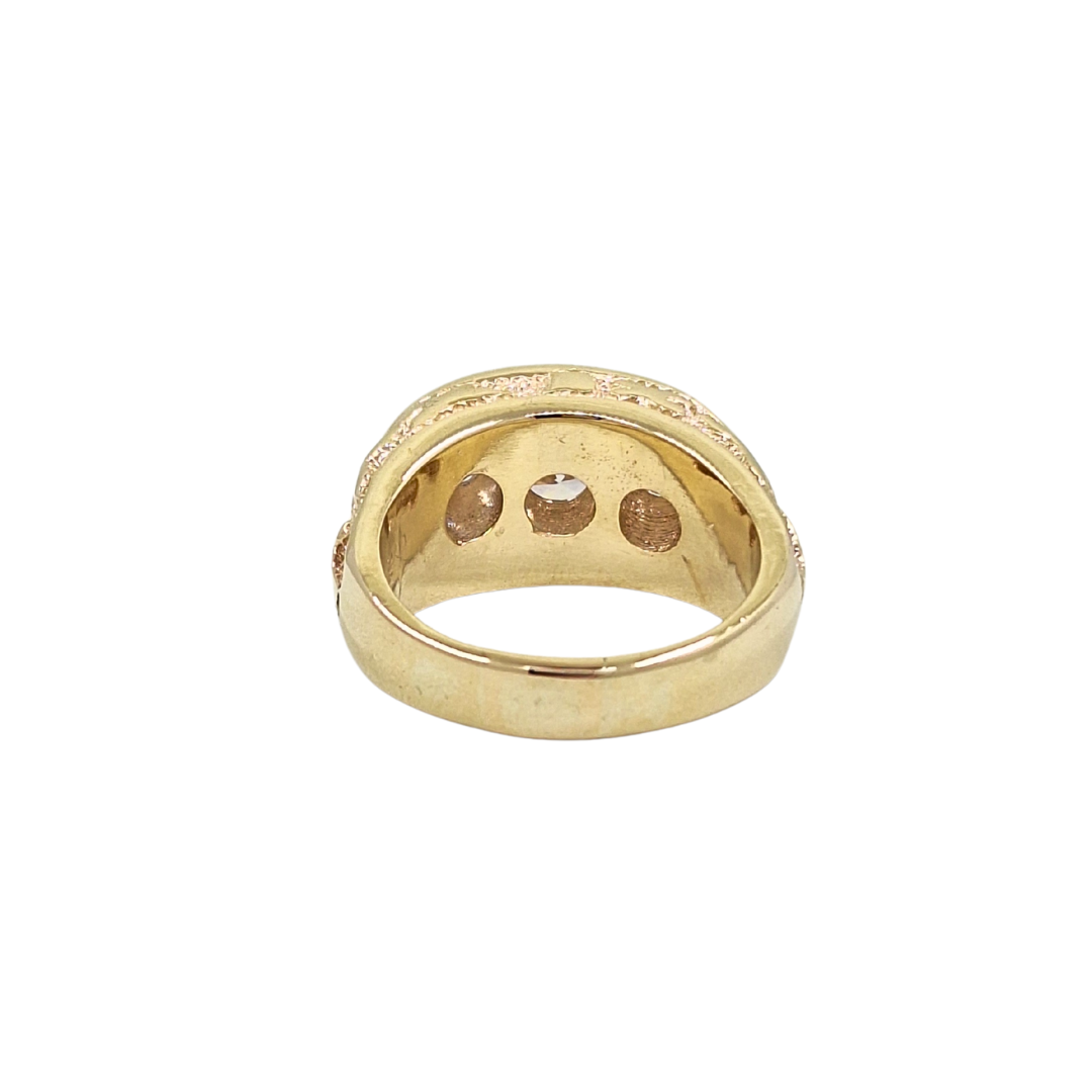 9ct Yellow Gold Cubic Zirconia Gents 3 Stone Ring
