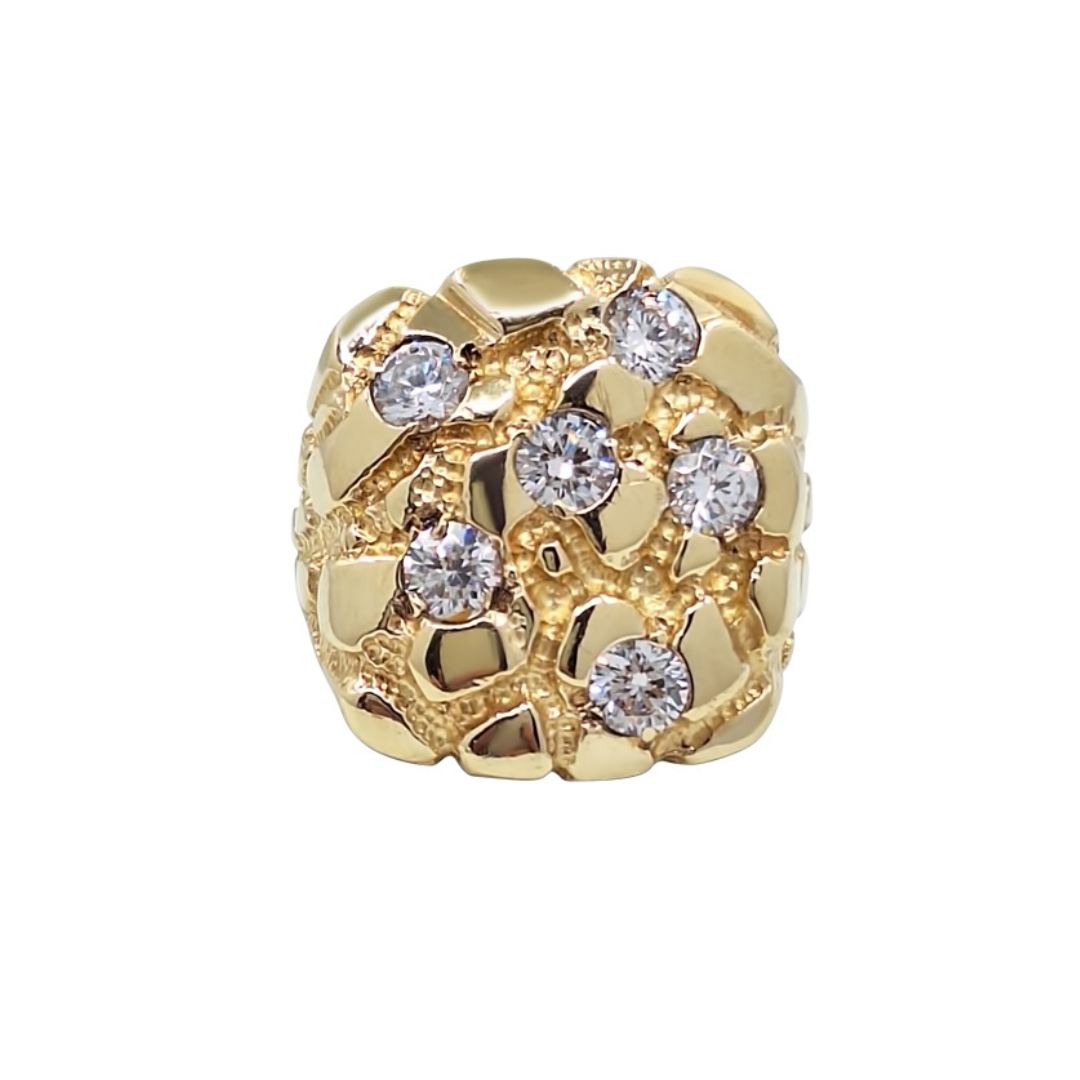 9ct Yellow Gold Cubic Zirconia Nugget Ring