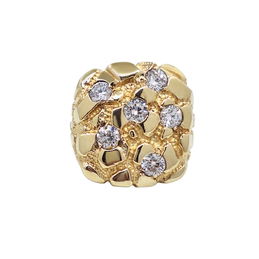 9ct Yellow Gold Cubic Zirconia Nugget Ring