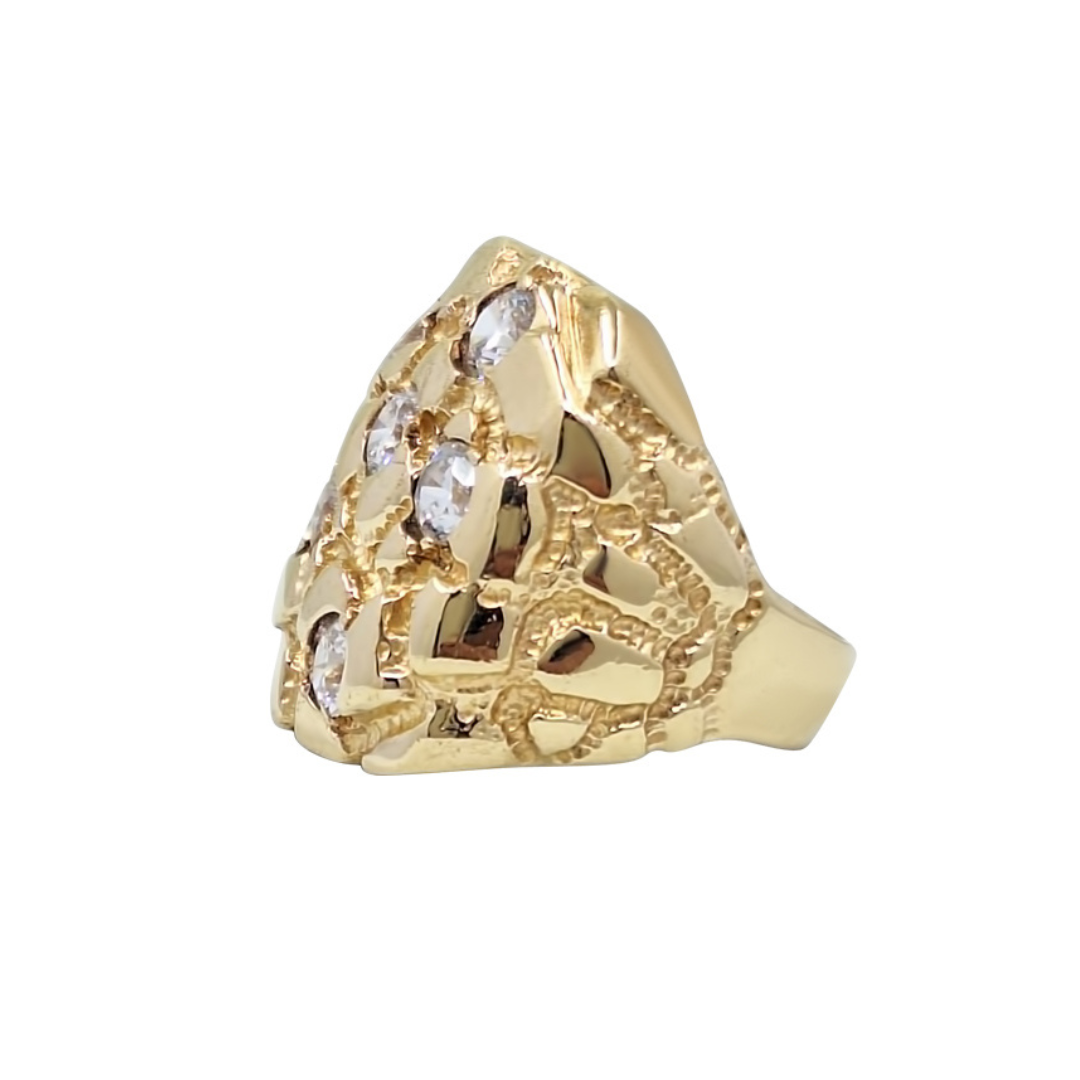 9ct Yellow Gold Cubic Zirconia Nugget Ring