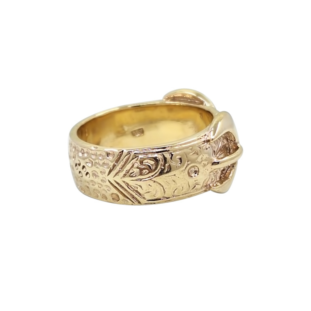 9ct Yellow Gold Double Buckle Ring