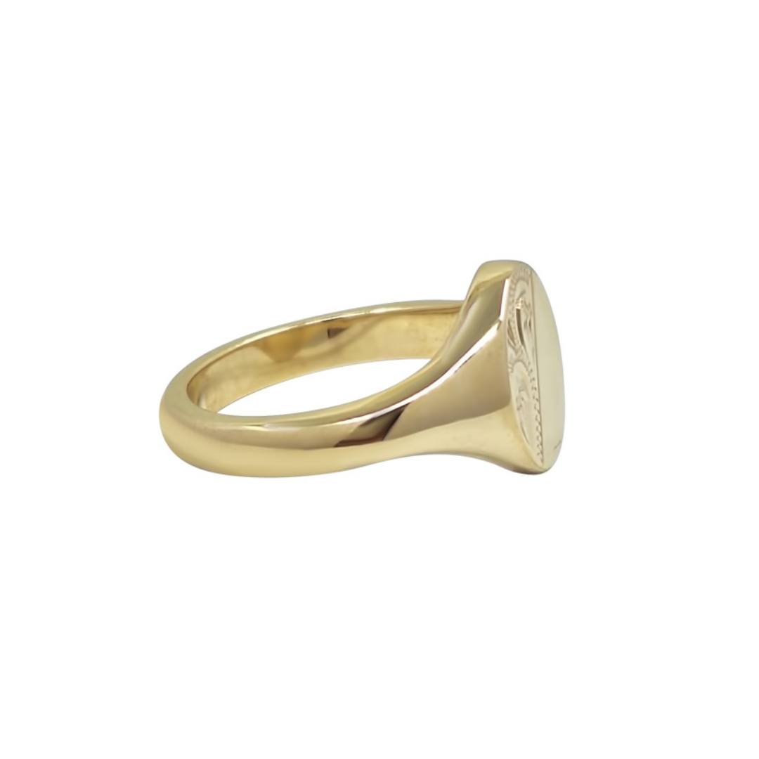 9ct Yellow Gold Engraved Signet Ring