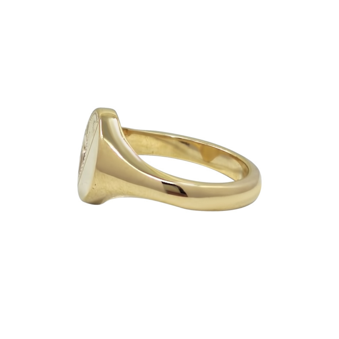 9ct Yellow Gold Engraved Signet Ring