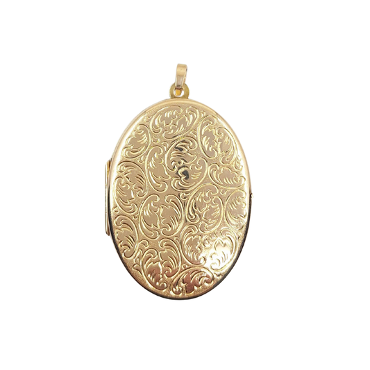 9ct Yellow Gold Oval Engraved Locket