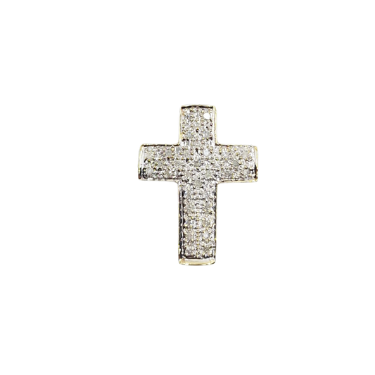 9ct Yellow Gold Diamond Pave Cross