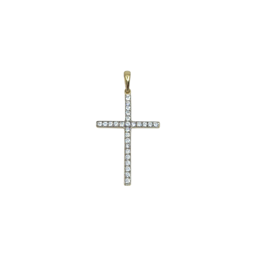 9ct Yellow Gold CZ Cross